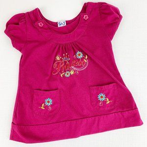 G & J Princess Embroidered Short Sleeve Shirt  2T